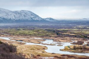 Bleak but beautiful scenery in Þingvellir National Park in Southern Iceland