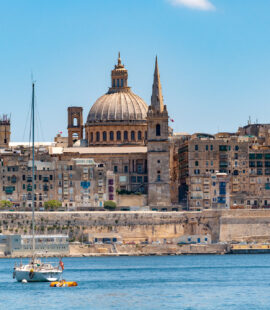 Valletta across the bay from the ferry to Sliema