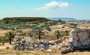 Looking towards the coast from the Ggantija Temples near Ix-Xaghra on Gozo