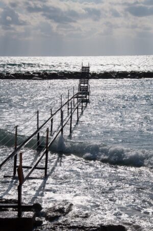 It's been a long time since this was used! A rusting jetty at the waterfront in Pahpos, Cyprus