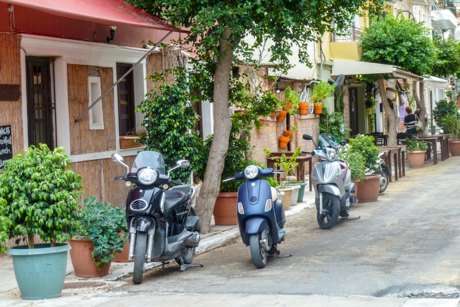 side street with scooters in Zakynthos town