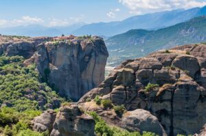 Landscape shot of the Holy Trinity Monastery in Meteora