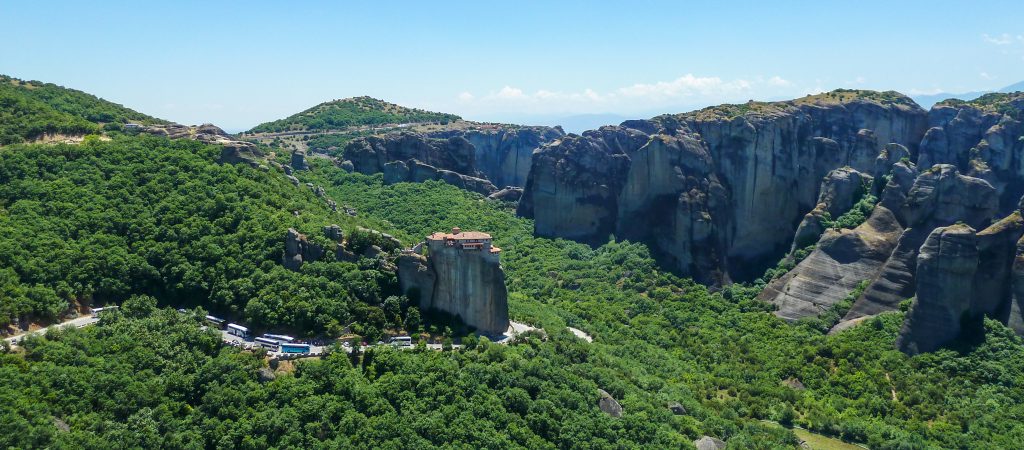 Panorama shot of the Monastery Roussanou in the Meteora area