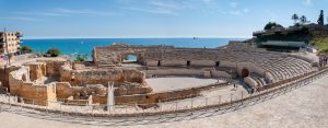 Panorama of the Roman Amphitheatre in Tarragona beside the Mediterranean Sea